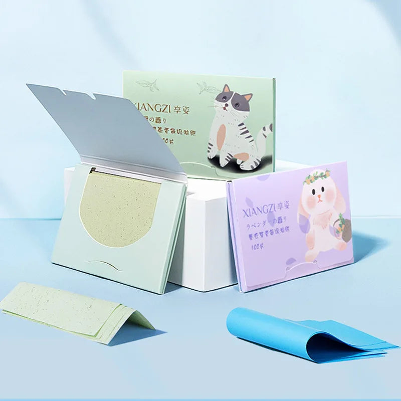 100 Protable Face Oil Blotting Paper Matting Wipes Facial Cleanser Qme