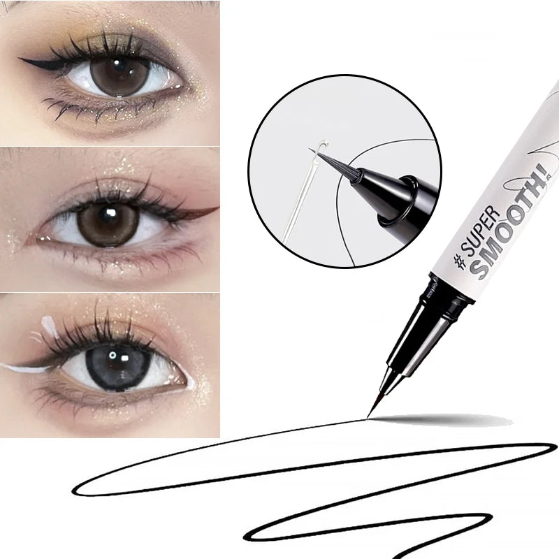 Micro-Sculpt Eyeliner Ultra Fine 0.01mm Tip for Lashes & Brows 24H Waterproof No-Smudge Smooth Black Brown White Eyeliner Makeup Qme