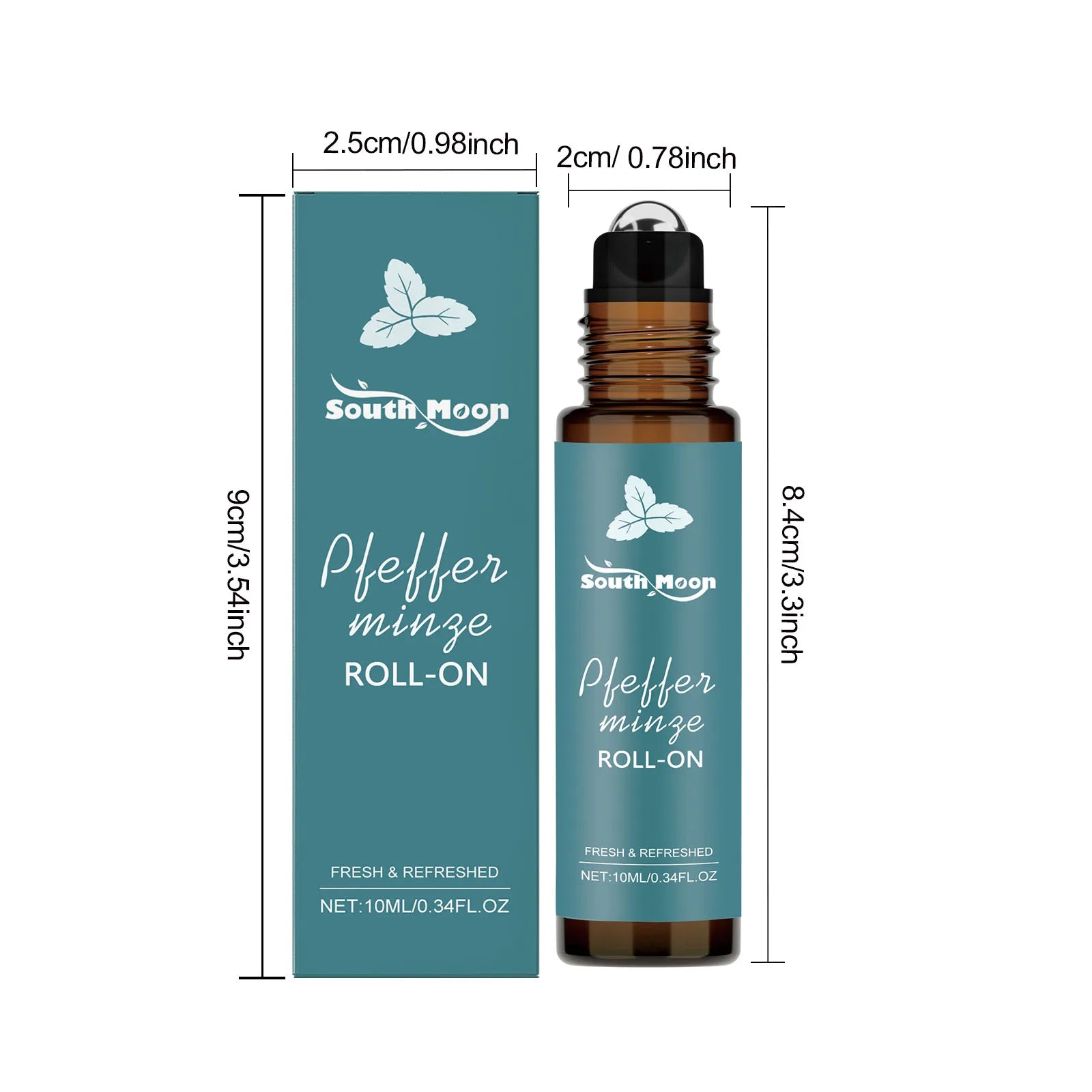 Peppermint Roller Essential Oils Portable Refreshing Fragrance Natural Comfort Massage Body Oils Roll On Relaxing Gift Women Men Qme 10ml Boxed 10ml