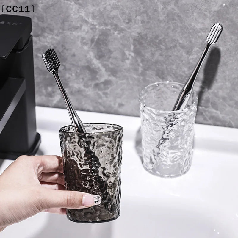 Plastic Mouthwash Toothbrush Cup Handle Home Bathroom Tumblers Qme