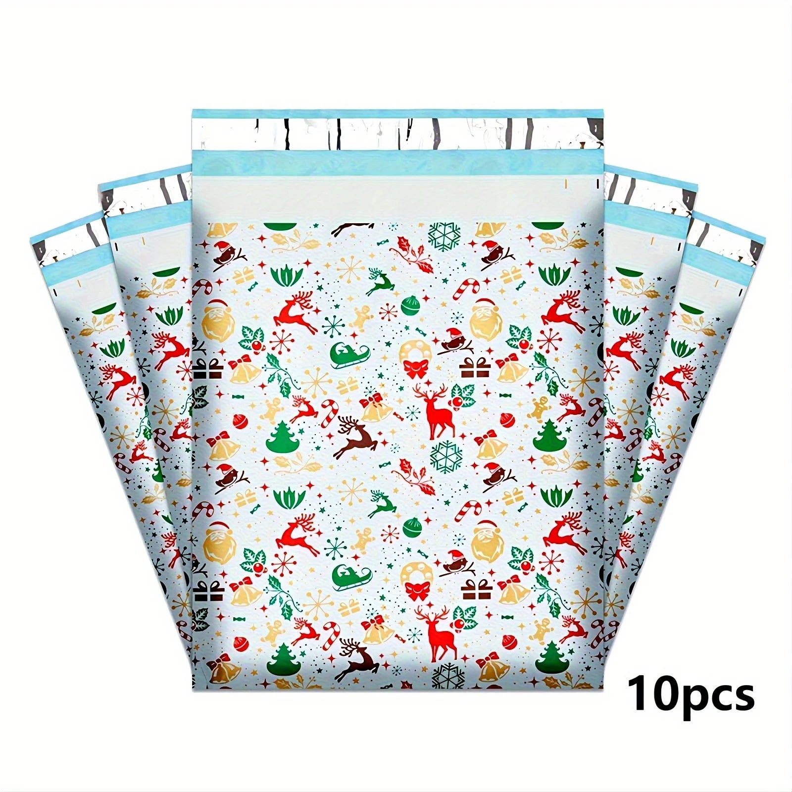 10 Christmas Reindeer Cartoon Mailing Bags, Waterproof Daily Office Gift Bags, Party Gifts, Holiday Mailing Bags, Holiday Prints Qme 10pcs 40X28cm