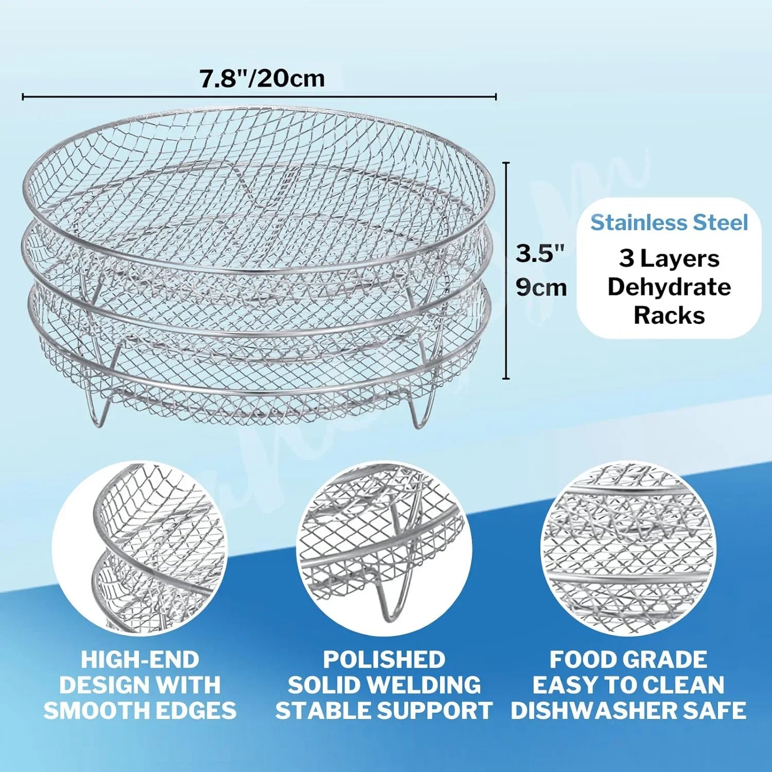 Three Stackable Air Fryer Rack Ovens Racks Stainless Steel Basket Tray Air Fryer Accessories Kitchen Gadgets Baking Tools Qme