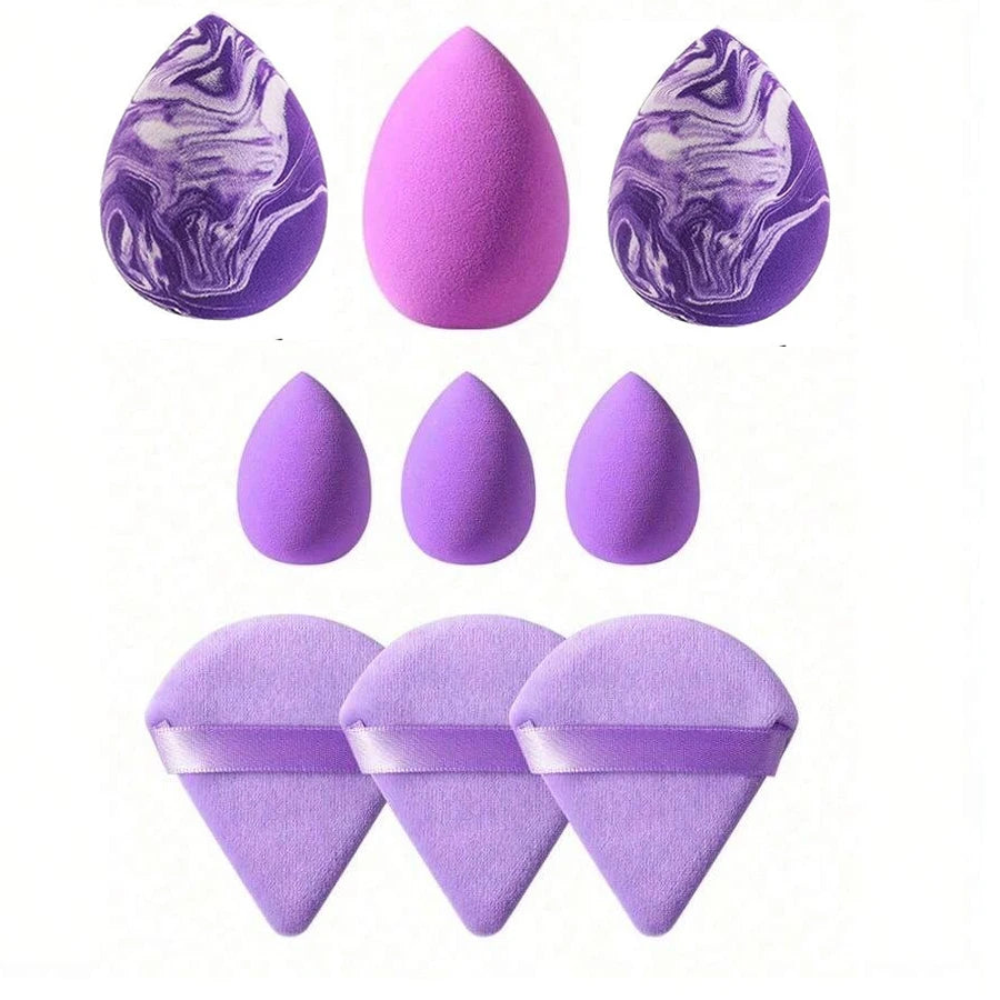 3 Salmon Beauty Egg Velvet Triangle Setting Powder Puff Mini Tool Qme