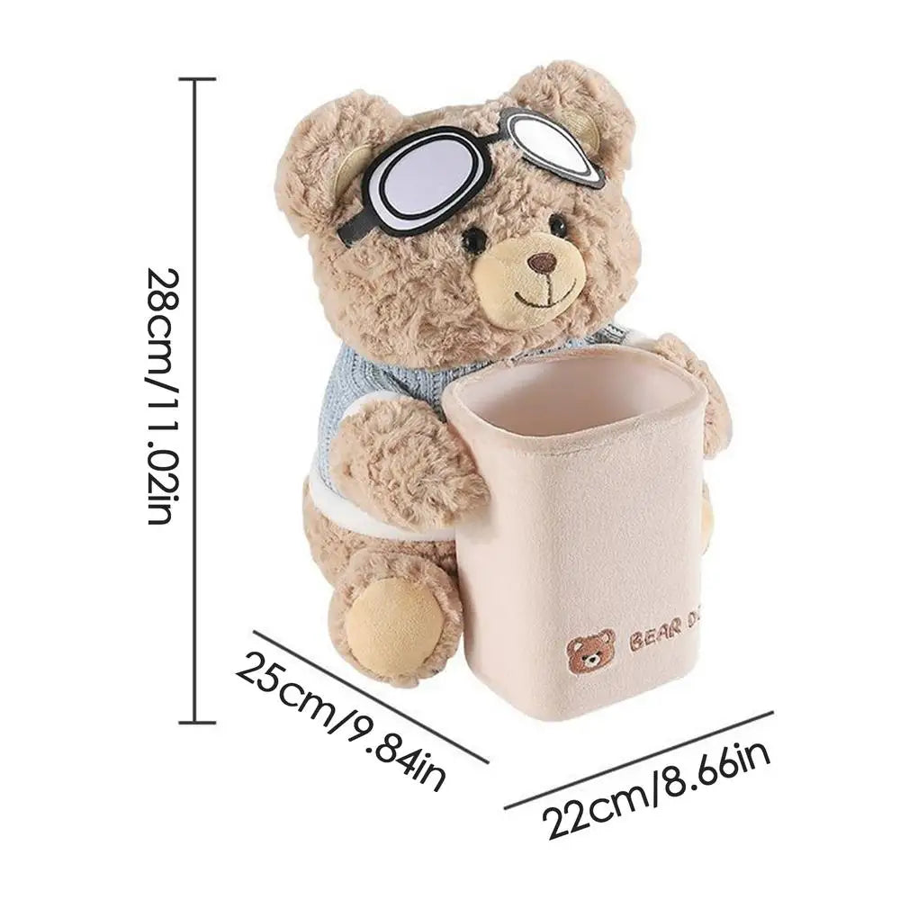 1pcs Car Tissue Box Auto Cartoon Trush Can 2-in-1 Leakproof Plush Bear Tissue Holder And Trash Can For Vehicle Home Travel Qme as shown