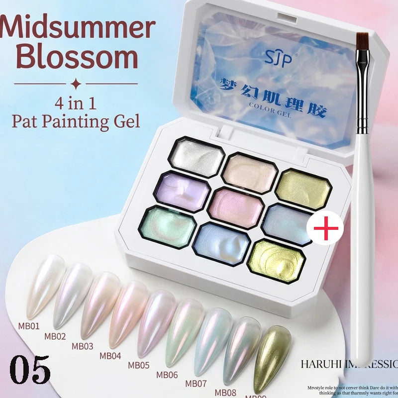 9 12Colors Macaron Gypsum Painting Nail Polish Patting Smudge Canned Qme 05