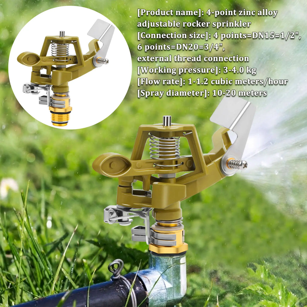 .1Pc Brass Impact Sprinkler, Heavy Duty Sprinkler Head with Nozzles,. Qme