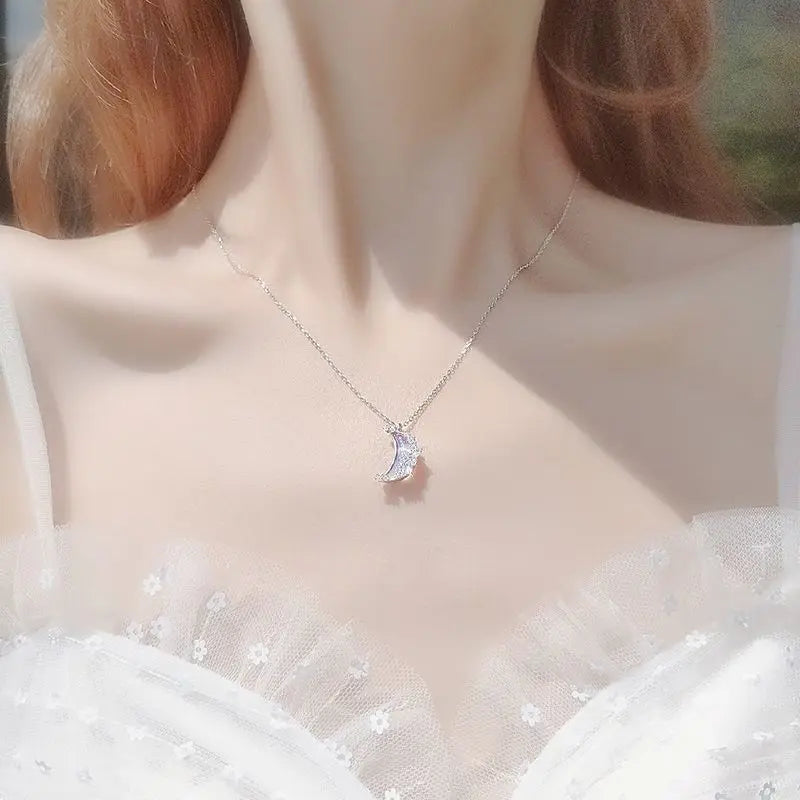 Creative Honey Star Moon Feather Heart Women's Necklace Girl Lady Object Party Banquet Anniversary Gift Qme Honey moon 45cm