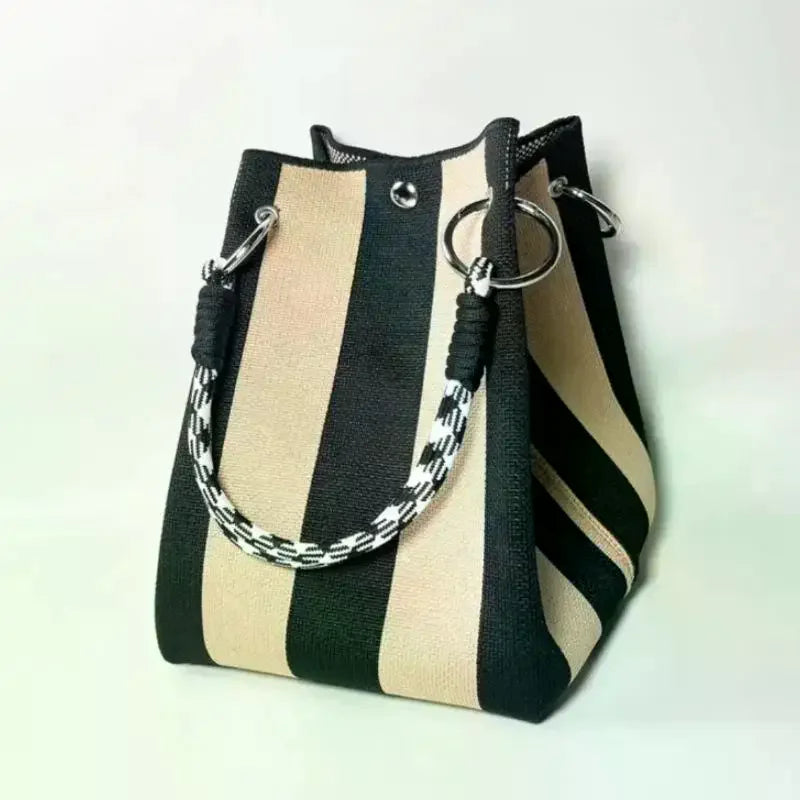 Multi-color Knitted Retro Bucket Handbag Is Simple And Color-blocked Versatile And Easy To Carry With You Qme