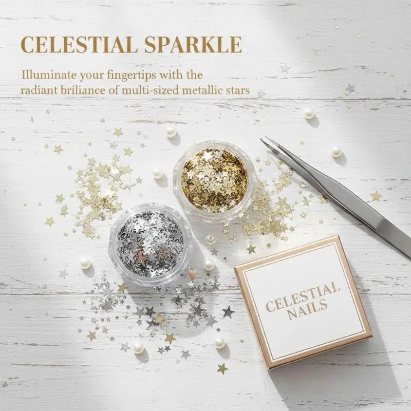 Mixing Sparkling Star Nail Glitter Pentagram Decor Salon Design Cute Qme