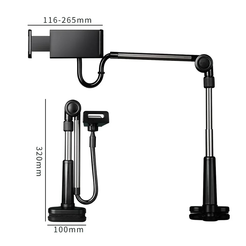Universal Long Arm Tablet Stand Holder for iPad Pro Air Mini Galaxy Tab Xiaomi Lenovo 4-13inch Mount Tablet Phone Holder for Bed Qme black