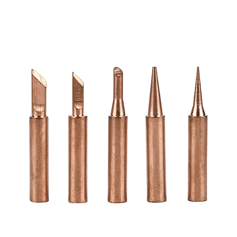 900M-T Series Copper Soldering Tips Set I B K 3C 2.4D Shapes Welding Iron Head for Electronic Repair Welding Maintenance Tools Qme