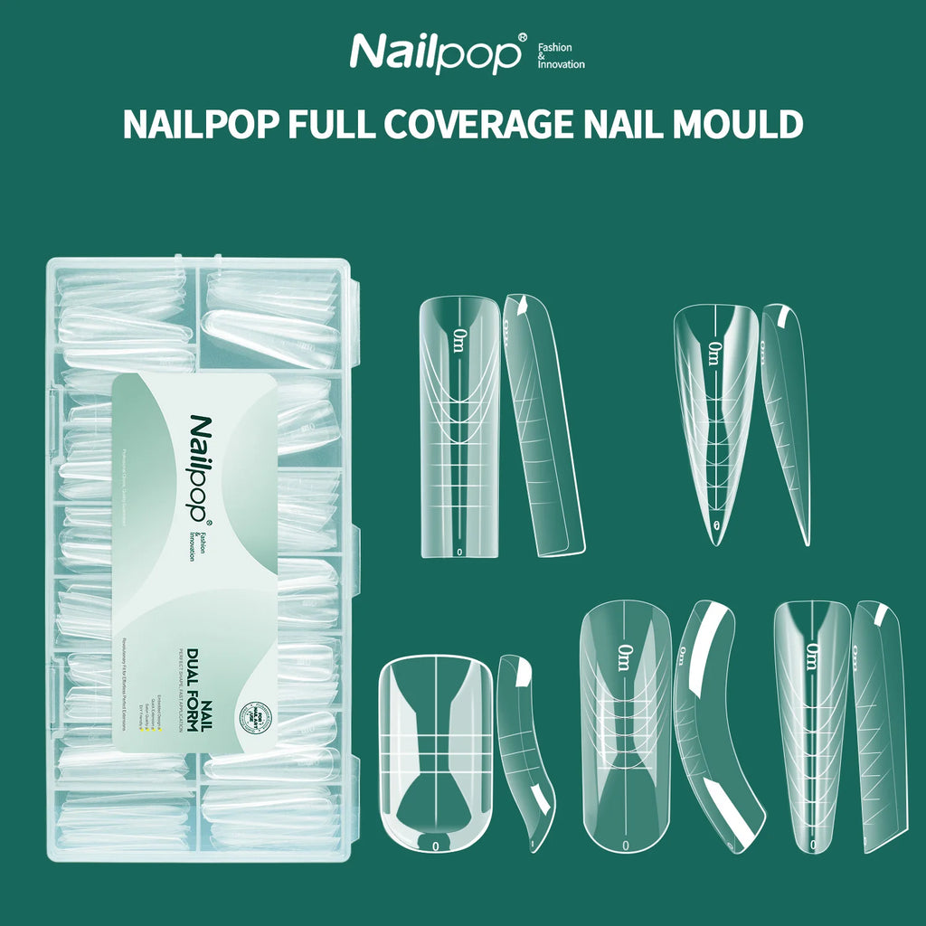 Nailpop Dual Forms Square Coffin Shape Quick Building Gel Mold Full Qme