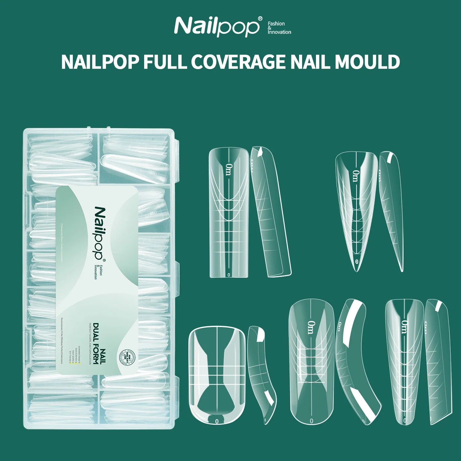 Nailpop Dual Forms Square Coffin Shape Quick Building Gel Mold Full Qme