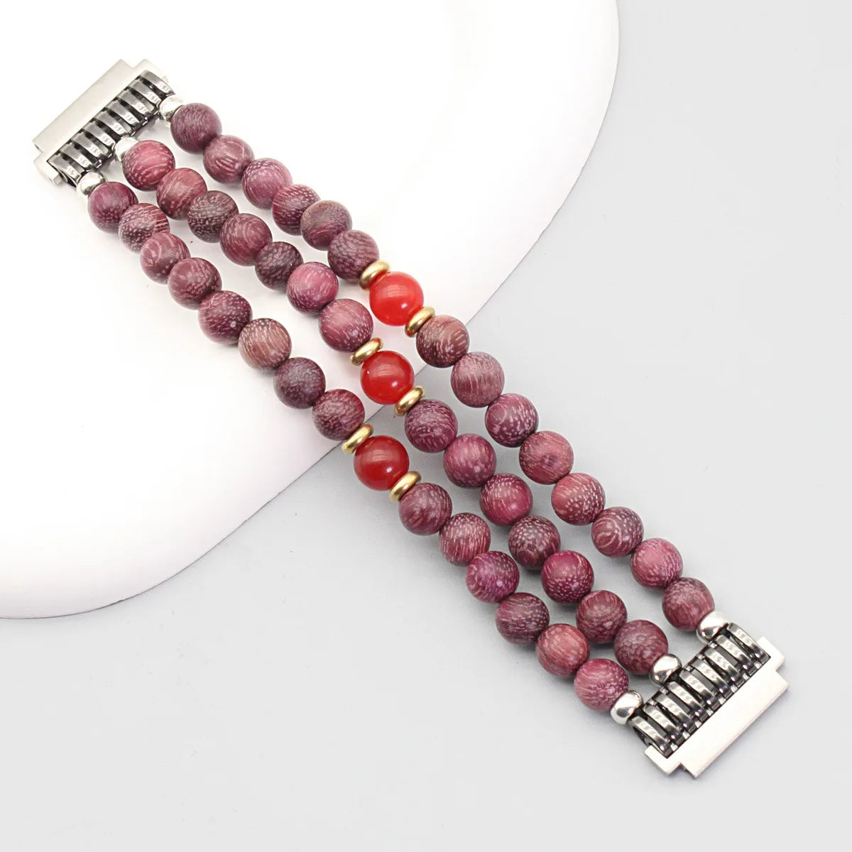 18mm Interface Premium Sandalwood Cinnabar Strap - Buddhist Beaded for Huawei Watch Qme Purple 150-160mm