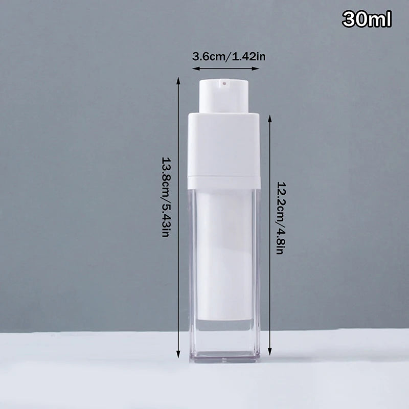 15 30 Square Vacuum Bottle Press Lotion Empty Dispensers Liquid Qme 30ml trans