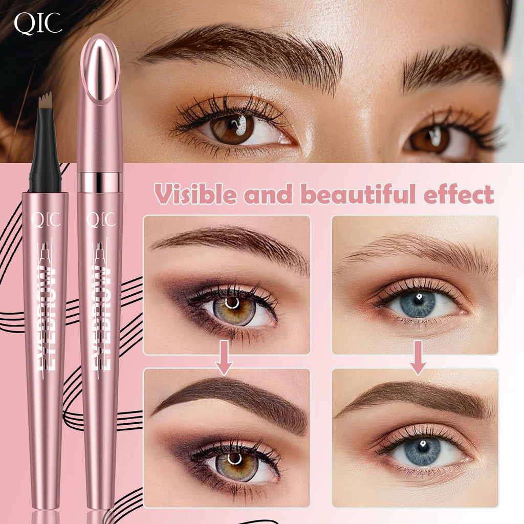 4 Fork Tip Liquid Eyebrow Pen Waterproof Long Lasting Microblading Tattoo Pen Natural Wild Eyebrow Makeup for Beginners Qme