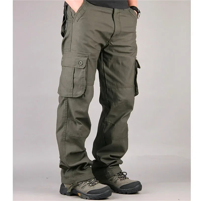 Cargo Pants Men Military Work Overalls Loose Straight Tactical Trousers Multi-Pocket Baggy Casual Cotton Slacks Pants Qme 36 JL