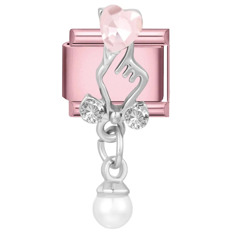 Wholeasle Shiny Round Zircon Bow Beautiful Stars Italian Charm Links