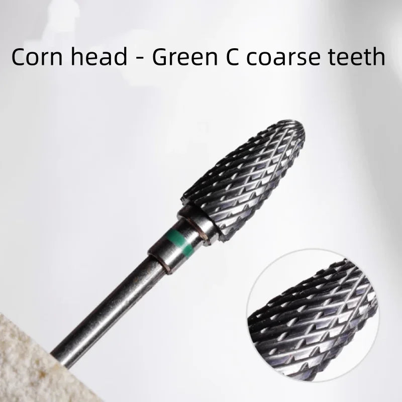 Tungsten Steel for nail Drill Bit Spiral Pattern for nail Buffing Head for Nail Buffing Polishing nail Gel Removal Safe Material Qme 1pcs green