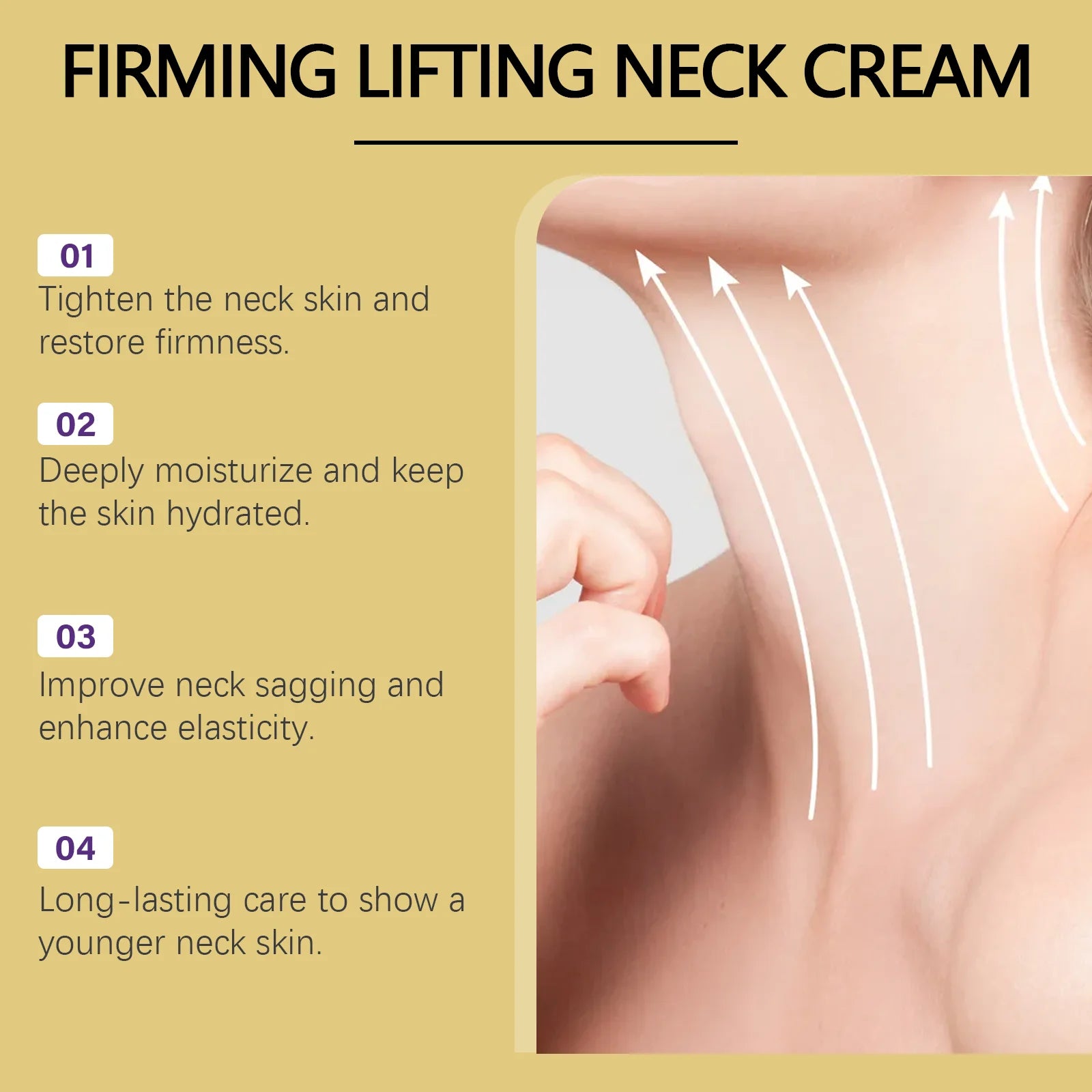 AH-8 Neck Firming Roller Cream Moisturizing Lifting Brighten Skin Fades Fine Lines Reduce Double Chin Massage Firm Neck Cream Qme