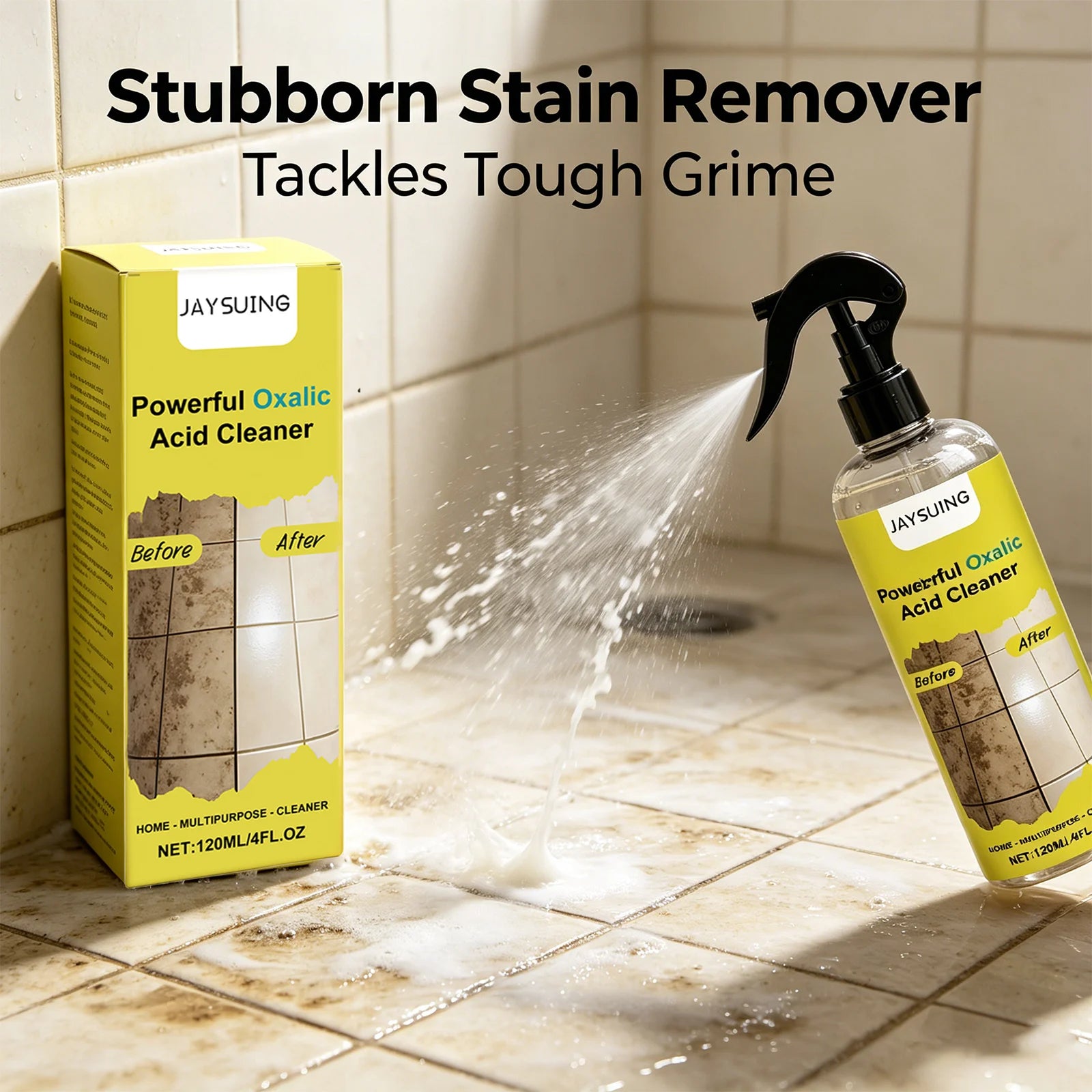 Jaysuing Powerful Oxalic Acid Cleaning Spray Remove Limescale & Stain Reduce Sediment Easy to Use Multi-purpose Bathroom Cleaner Qme