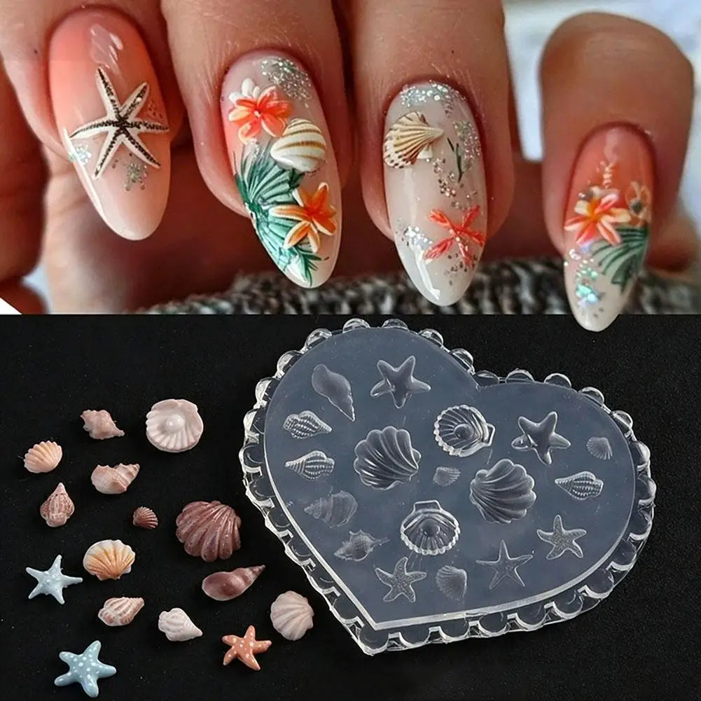 Marine Animals Design Nail Art Molds DIY 3D Summer Silicone Qme