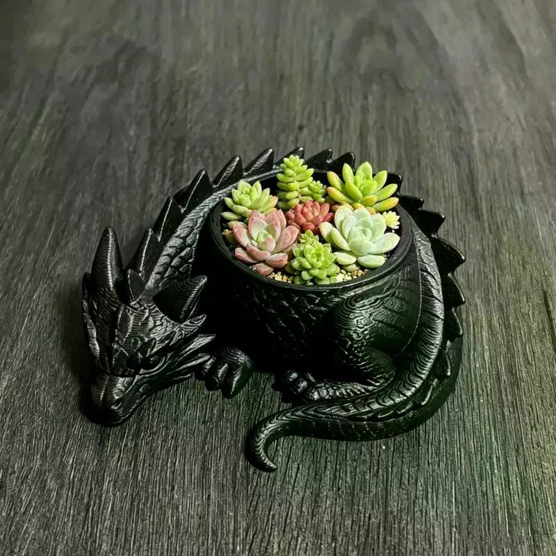 3D Printed Dragon Shaped Plant Pot Plastic Funny Flower Container Handmade Growing Pots Jewelry Storage Tray For Home Decoration Qme
