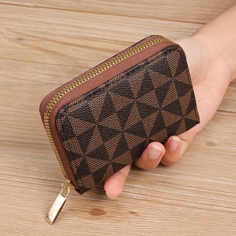 Short Accordion Card Holder, Large Capacity Wallet, Small Coin Purse,Zipper Bag,Credit Card Holder,Key Pouch,And Coin Bag Qme Brown 1pc