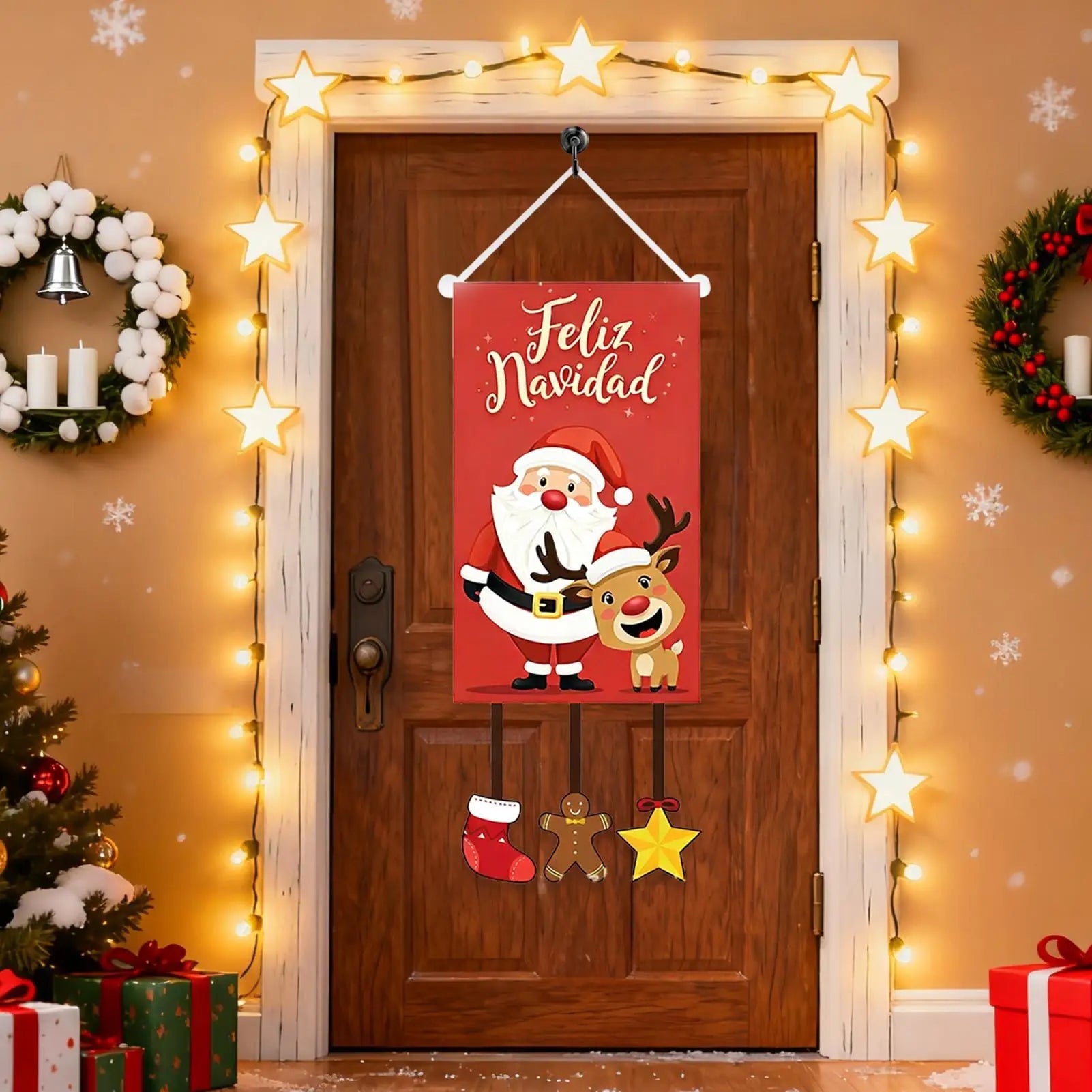 Merry Christmas Flag Waterproof Holiday Decor Decorative Banner Qme