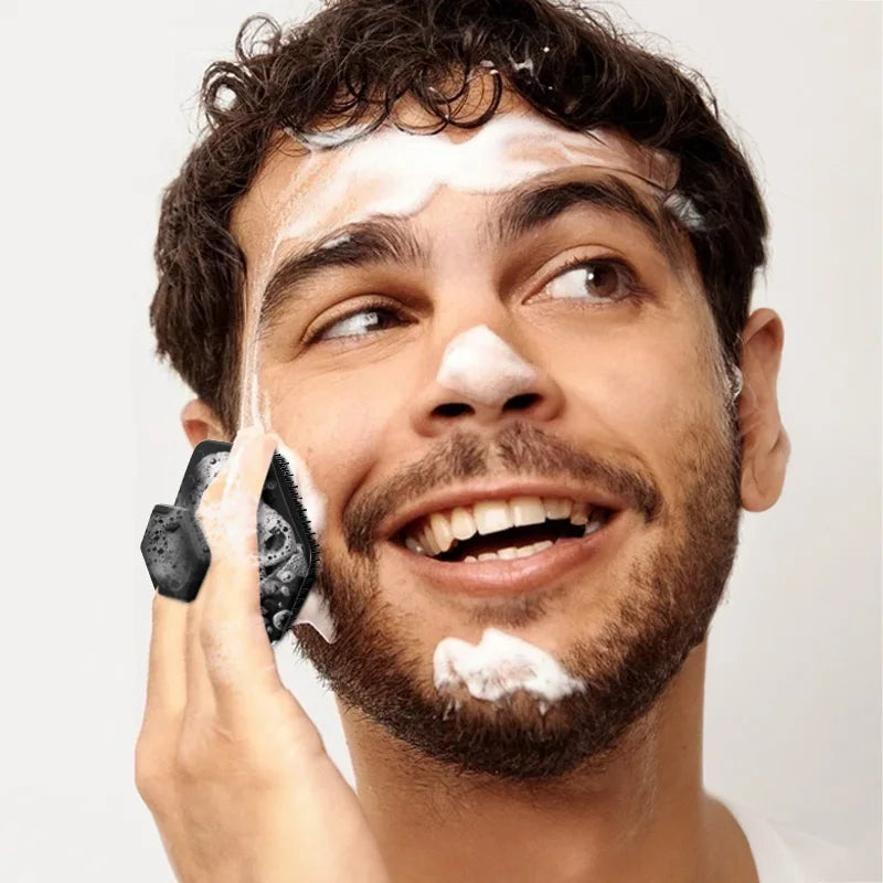 Silicone Facial Cleansing Brush Men Deep Scrub Shave Massage Tool Qme