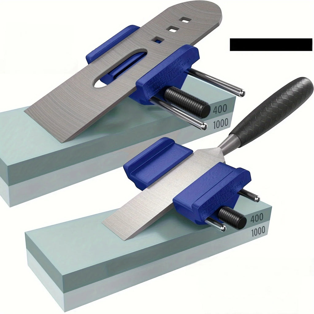 Adjustable-angle guiding knife sharpener fixture with knife stone support Qme