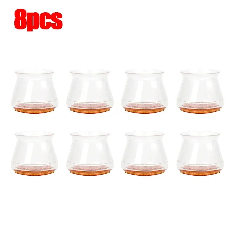Transparent Silicone Chair Leg Floor Protector with Wrapped Felt Bar Stool Chair Leg Furniture Leg Feet Protection Cover 16/4PCS Qme 8pcs L(30mm-40mm)