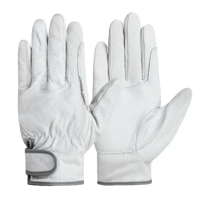 Work gloves sheepskin leather workers work welding safety garden sports motorcycle driver wear-resistant Qme