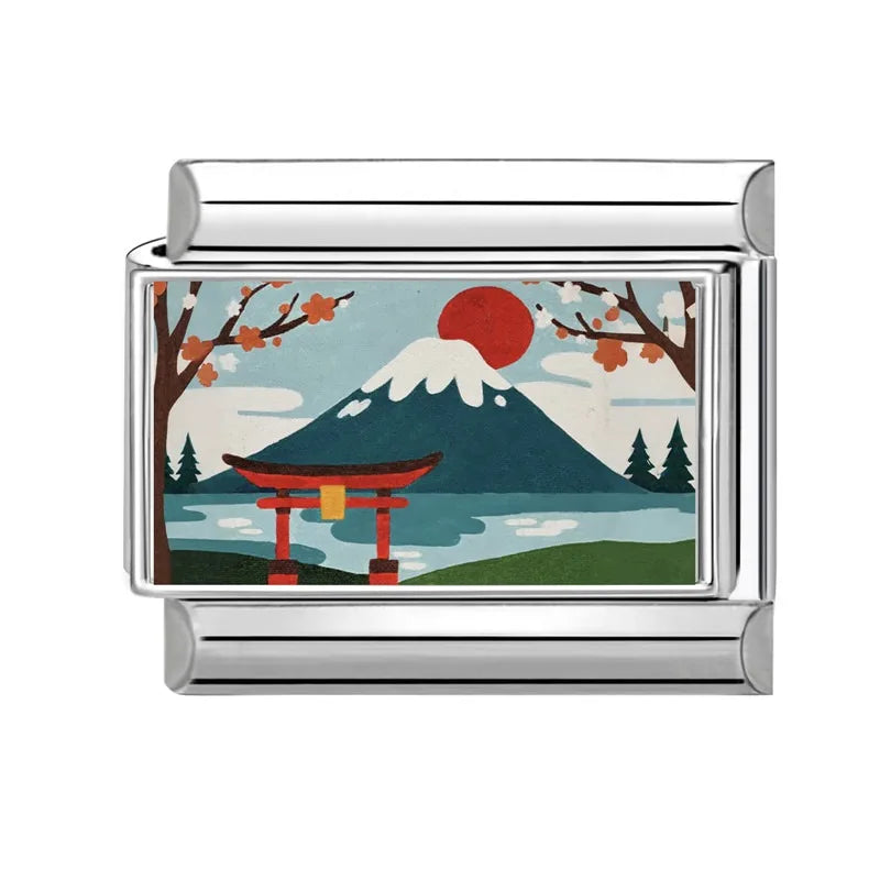 2026 Women's Ukiyoe Seawaves Mount Fuji Italian Charms Links Beads