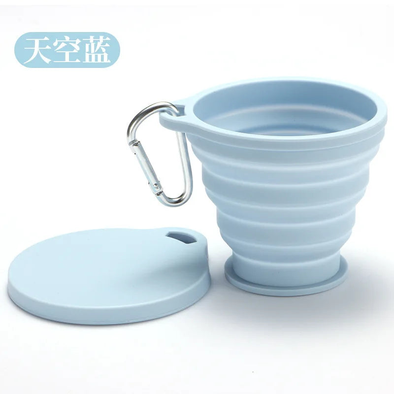 Outdoor Portable Silicone Foldable Cup Food Grade Heat-resistant Qme SKY BLUE