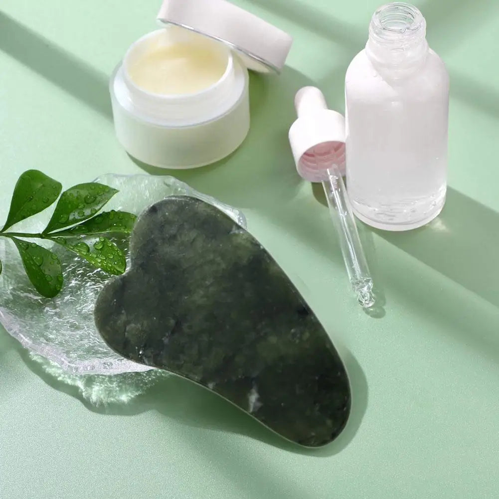 2 Jade Gua Sha Board Heart-shaped Facial Tool Traditional Guasha Qme