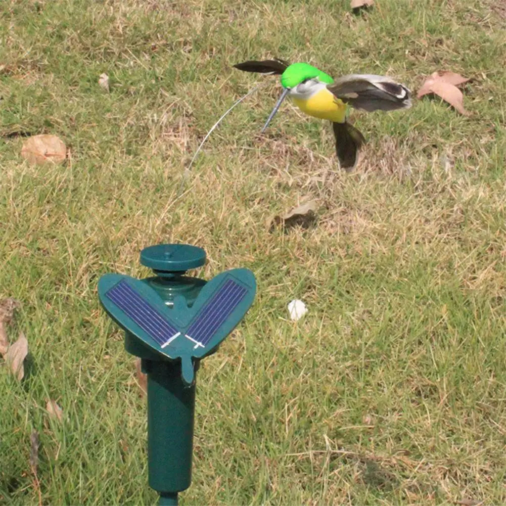 Hummingbird Solar Solar Powered Flying Hummingbird Funny Solar or Battery Powered Toy Wobble Fluttering Bird for Garden Yard Qme