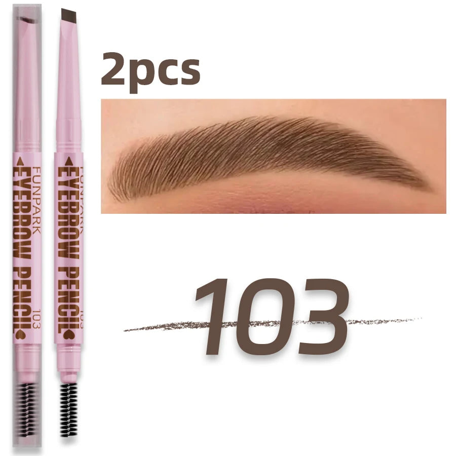 2 in1 Eyebrow Pencil Professional Cosmetics Makeup Women 5 Colors Qme F6053E 103 2pcs
