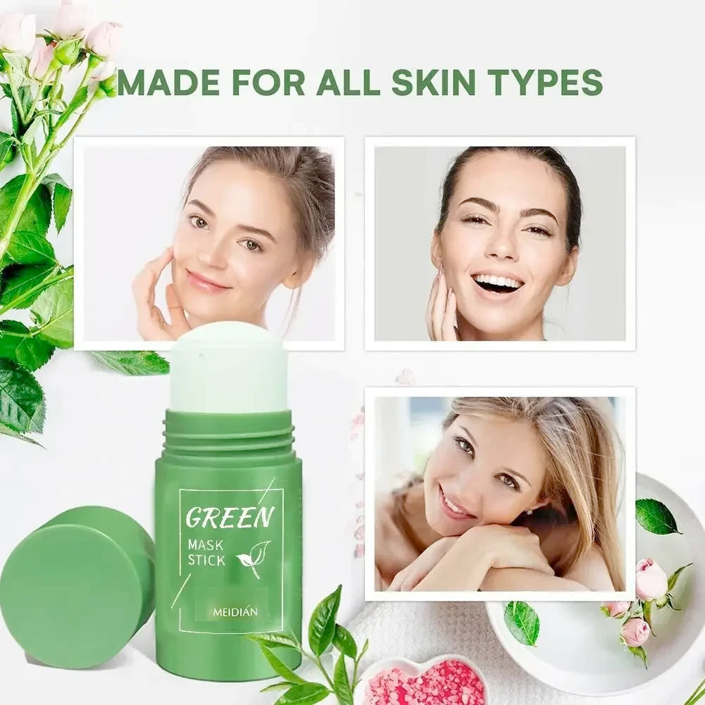 Face Clean Mask Green Tea Cleansing Stick Mask Shrink pores Deep Blackhead Remover facial Cleansing Moisturizing Mask 40g Qme