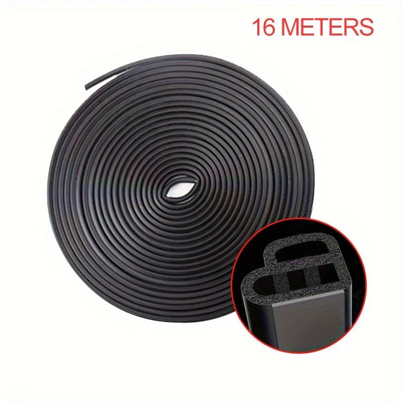 Car Door Rubber Seal Strip L-type Double Layer Sealing Adhesive Stickers Noise Insulation Weatherstrip Auto Interior Accessories Qme 16Meters