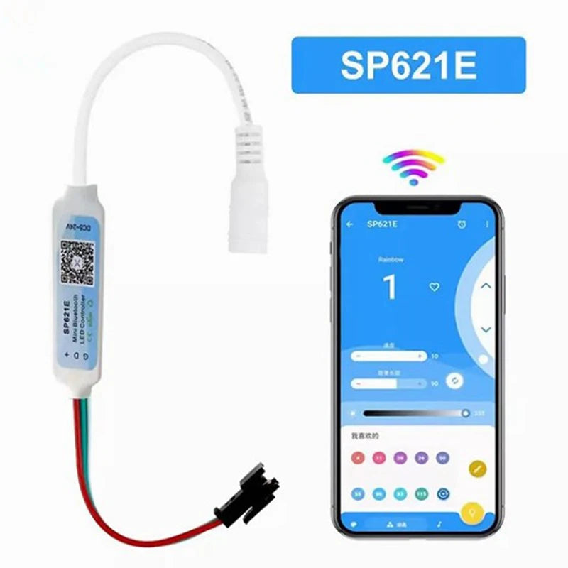 SP621E Mini Bluetooth RGB Controller For WS2811 WS2812 WS2813 LED Strip Light Control -24V. Qme