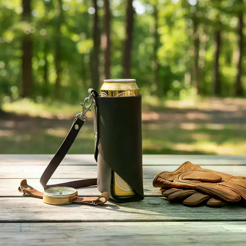 Leather Beer Bottle Waist Portable Beer Belt Bag Handy Wine Bottles Beverage Can Holder Outdoor Drink Can Holder Qme
