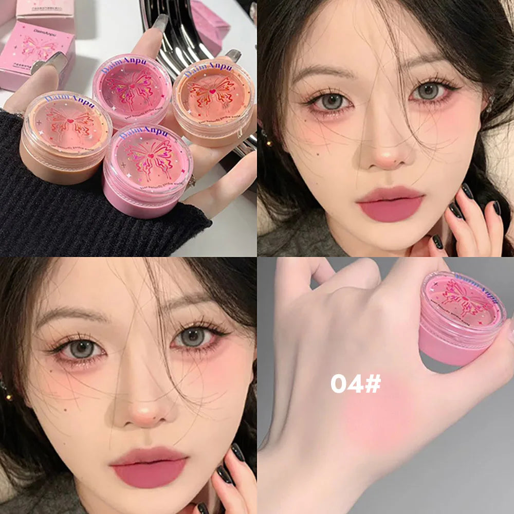 Airy Blush Clay Pigmented Powdery Cream Blusher Daimanpu Long-lasting Qme Milky Apricot D173-4
