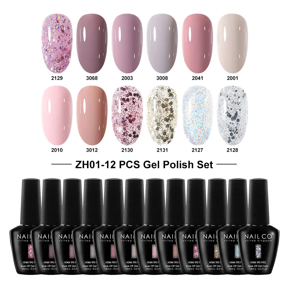 NAILCO Summer Macaroon Gel Nail Polish Semi Permanent UV Soak Off Art Qme NC-12H-ZH01