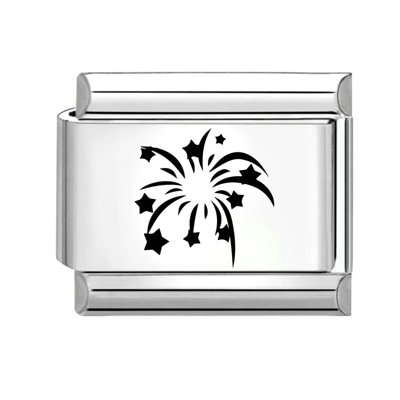 2026 Design Planet Stars Heart Planet Laser Engraving Italian Charm Links Stainless Steel Fit 9mm Bracelet Jewelry DIY Making Qme Style 23