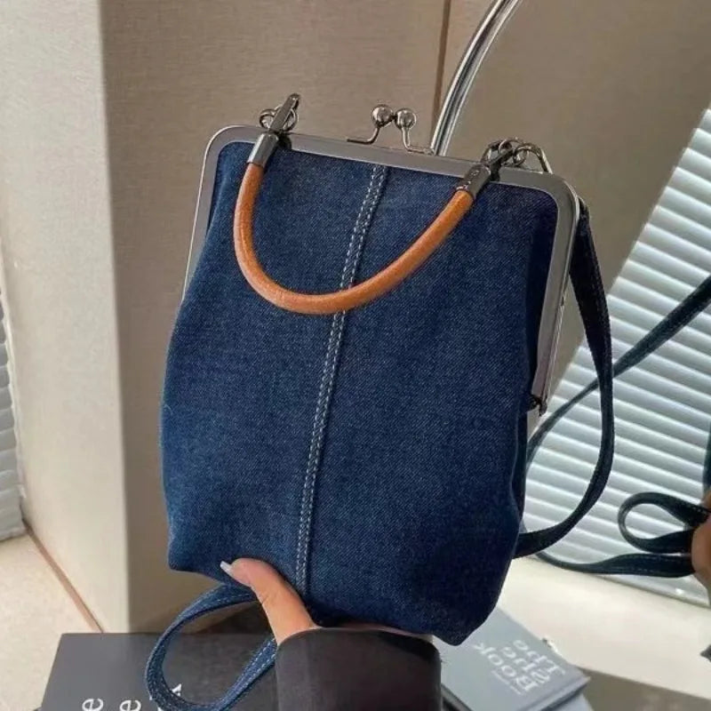 Cowboy Denim Phone Crossbody Bag Handcrafted Vintage Tote Adjustable Qme