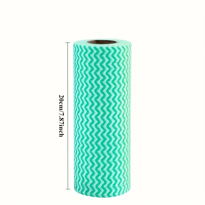 1 Roll of Disposable Oil-Free Non-Woven Dishcloths - Perfect for Kitchen Cleaning! Qme