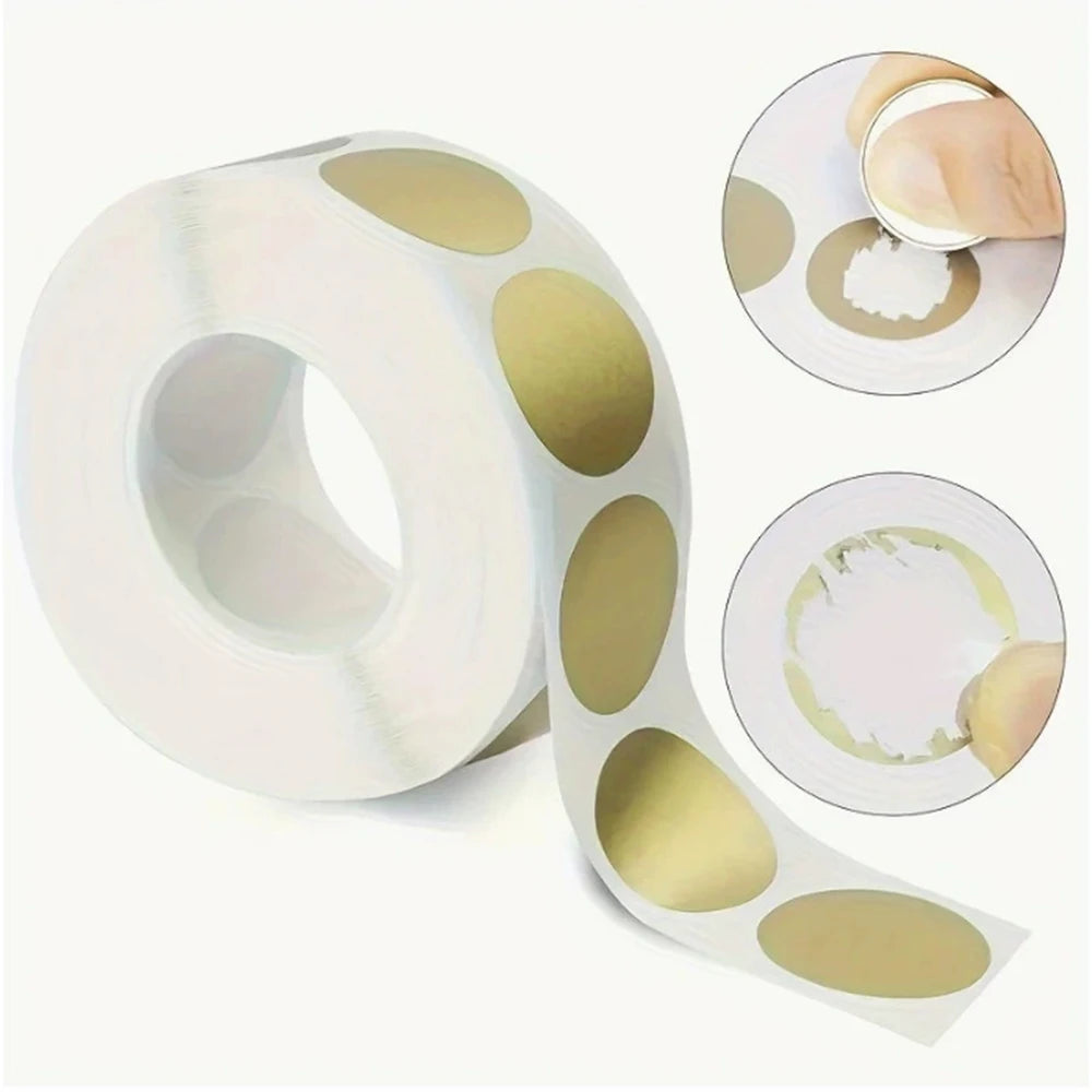 300Pcs 2.5cm/1inch Round Gold/Silver Self-adhesive Scratch Label Stickers,Can Be Used For Scratch Cards, Wedding Gift Cards Qme 1Pc gold