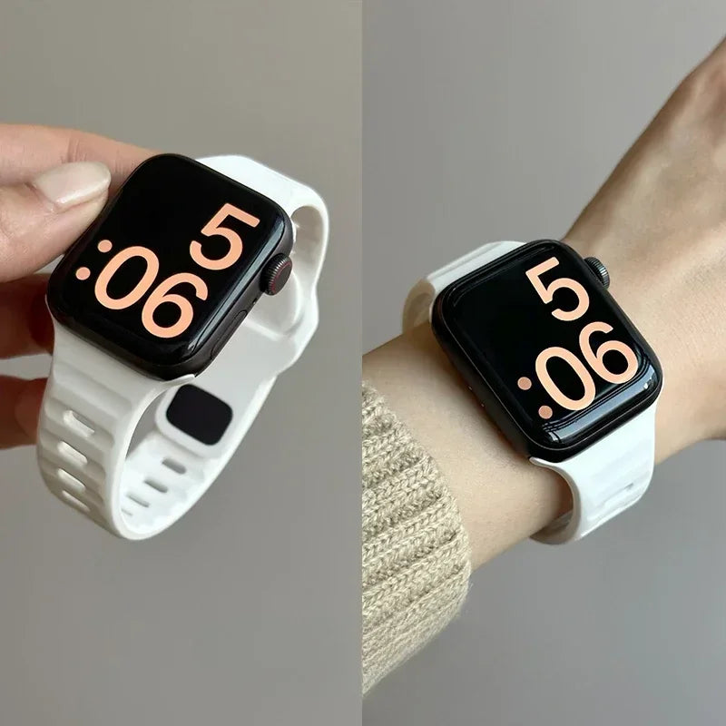 Silicone Sport Strap For Apple Watch Band 49mm 45mm 44mm 42mm 40mm 41 38 correa bracelet iwatch Series 10 9 8 7 6 5 4 3 se ultra Qme