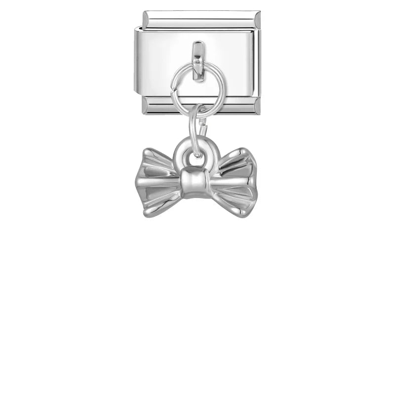 Colored Crystal Turtle Moon Heart Italian Charm Stainless Steel Link